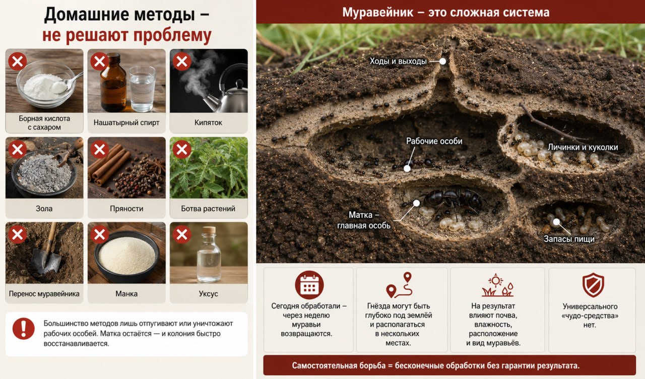 Почему домашние методы не спасают от садовых муравьев